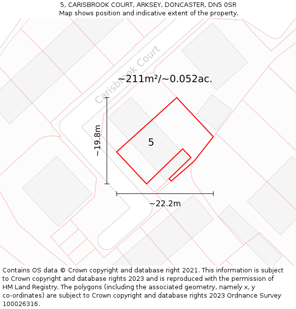 5, CARISBROOK COURT, ARKSEY, DONCASTER, DN5 0SR: Plot and title map