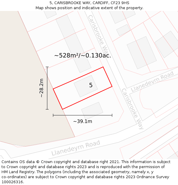 5, CARISBROOKE WAY, CARDIFF, CF23 9HS: Plot and title map