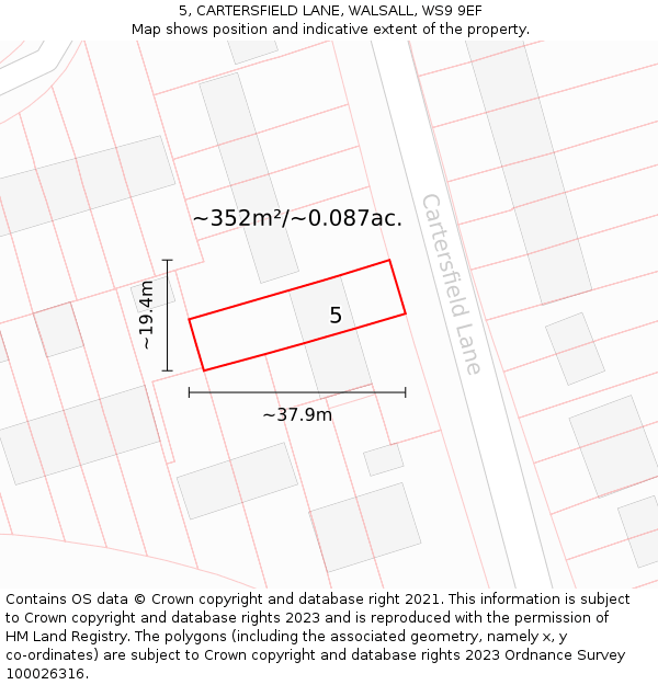 5, CARTERSFIELD LANE, WALSALL, WS9 9EF: Plot and title map