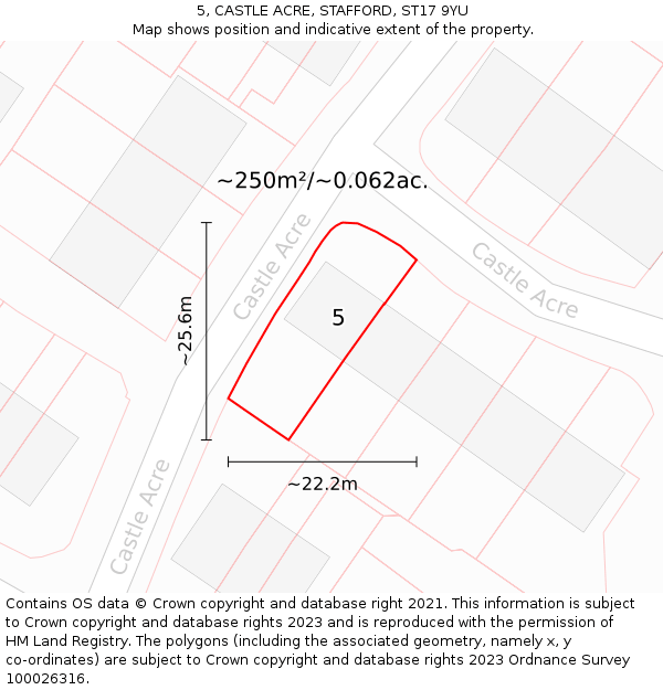 5, CASTLE ACRE, STAFFORD, ST17 9YU: Plot and title map