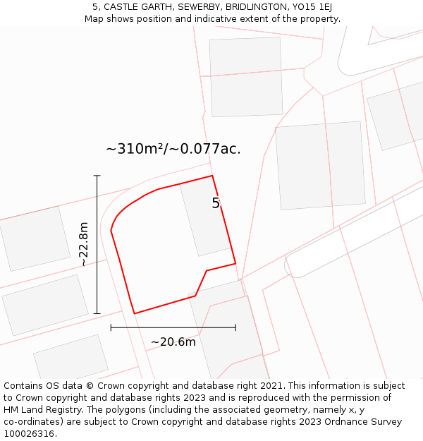5, CASTLE GARTH, SEWERBY, BRIDLINGTON, YO15 1EJ: Plot and title map