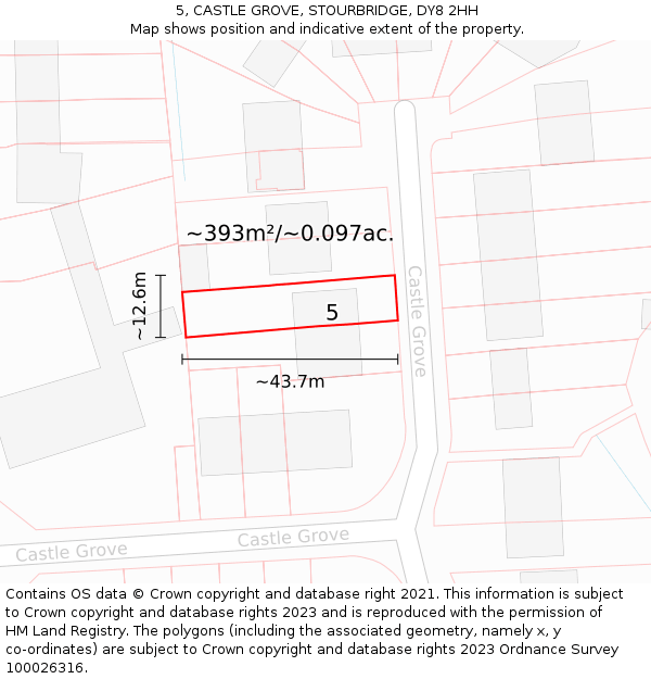 5, CASTLE GROVE, STOURBRIDGE, DY8 2HH: Plot and title map