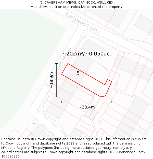 5, CAVERSHAM MEWS, CANNOCK, WS11 0EX: Plot and title map