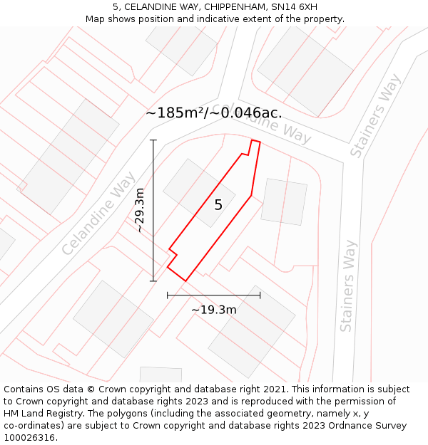 5, CELANDINE WAY, CHIPPENHAM, SN14 6XH: Plot and title map