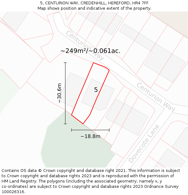 5, CENTURION WAY, CREDENHILL, HEREFORD, HR4 7FF: Plot and title map