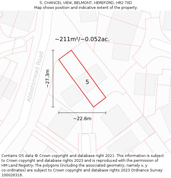 5, CHANCEL VIEW, BELMONT, HEREFORD, HR2 7XD: Plot and title map