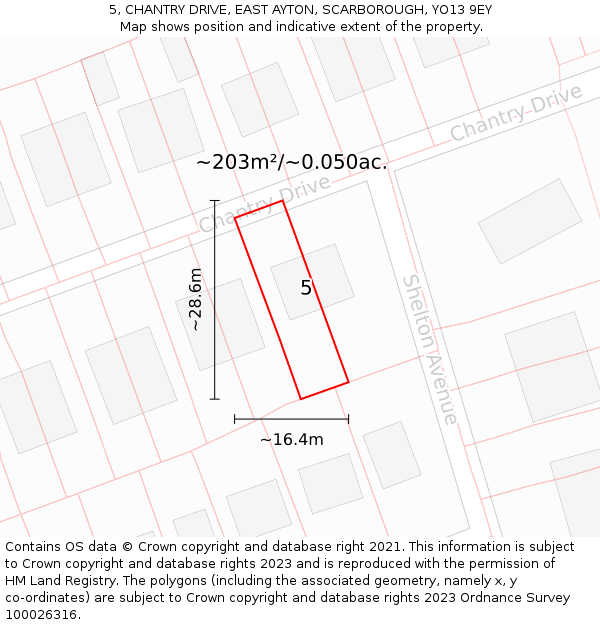 5, CHANTRY DRIVE, EAST AYTON, SCARBOROUGH, YO13 9EY: Plot and title map