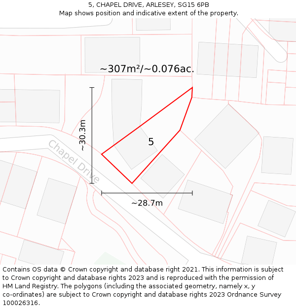 5, CHAPEL DRIVE, ARLESEY, SG15 6PB: Plot and title map