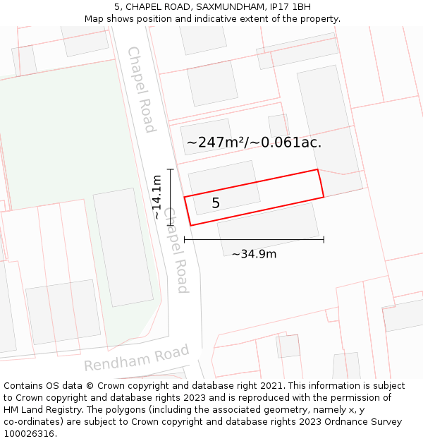 5, CHAPEL ROAD, SAXMUNDHAM, IP17 1BH: Plot and title map
