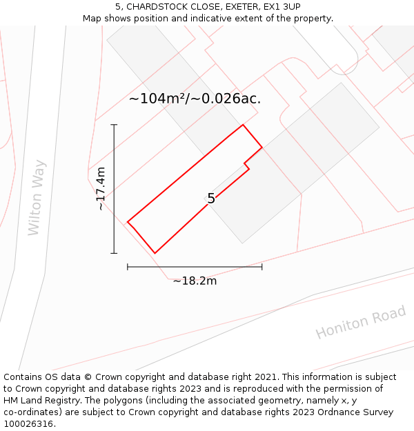 5, CHARDSTOCK CLOSE, EXETER, EX1 3UP: Plot and title map