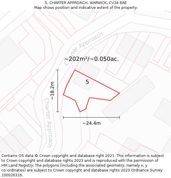 5, CHARTER APPROACH, WARWICK, CV34 6AE: Plot and title map