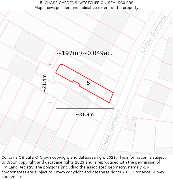 5, CHASE GARDENS, WESTCLIFF-ON-SEA, SS0 0RS: Plot and title map