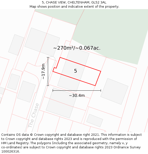 5, CHASE VIEW, CHELTENHAM, GL52 3AL: Plot and title map