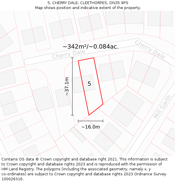 5, CHERRY DALE, CLEETHORPES, DN35 9PS: Plot and title map
