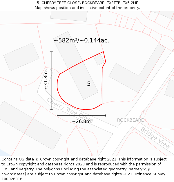 5, CHERRY TREE CLOSE, ROCKBEARE, EXETER, EX5 2HF: Plot and title map