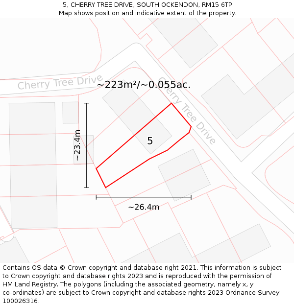 5, CHERRY TREE DRIVE, SOUTH OCKENDON, RM15 6TP: Plot and title map
