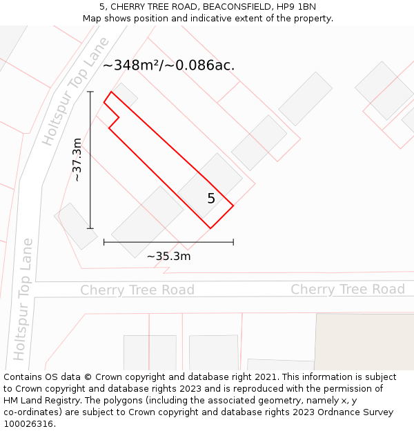 5, CHERRY TREE ROAD, BEACONSFIELD, HP9 1BN: Plot and title map