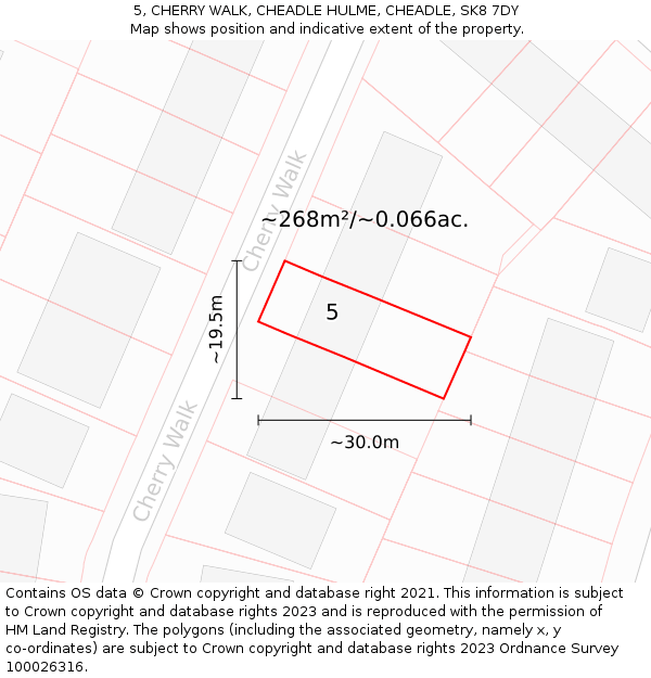 5, CHERRY WALK, CHEADLE HULME, CHEADLE, SK8 7DY: Plot and title map
