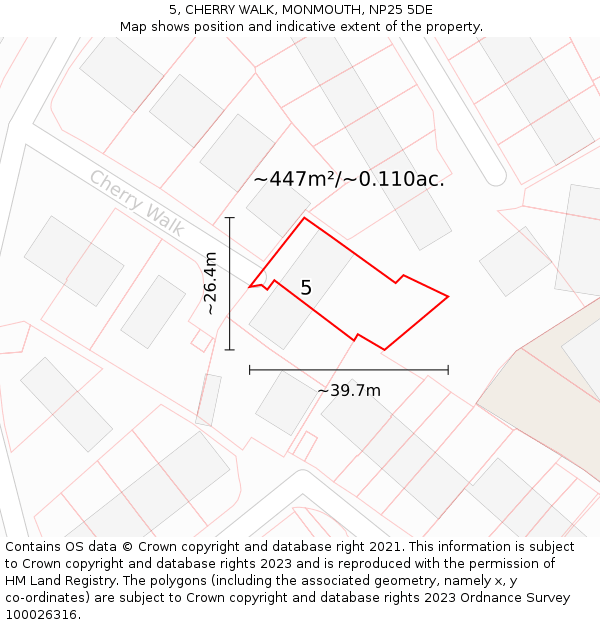 5, CHERRY WALK, MONMOUTH, NP25 5DE: Plot and title map