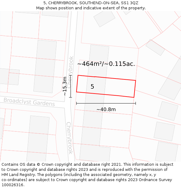 5, CHERRYBROOK, SOUTHEND-ON-SEA, SS1 3QZ: Plot and title map