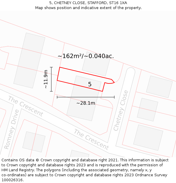 5, CHETNEY CLOSE, STAFFORD, ST16 1XA: Plot and title map