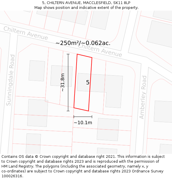 5, CHILTERN AVENUE, MACCLESFIELD, SK11 8LP: Plot and title map