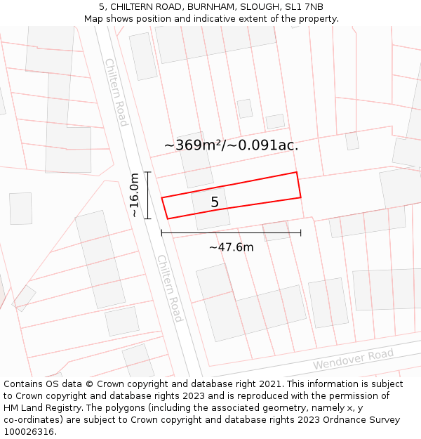 5, CHILTERN ROAD, BURNHAM, SLOUGH, SL1 7NB: Plot and title map