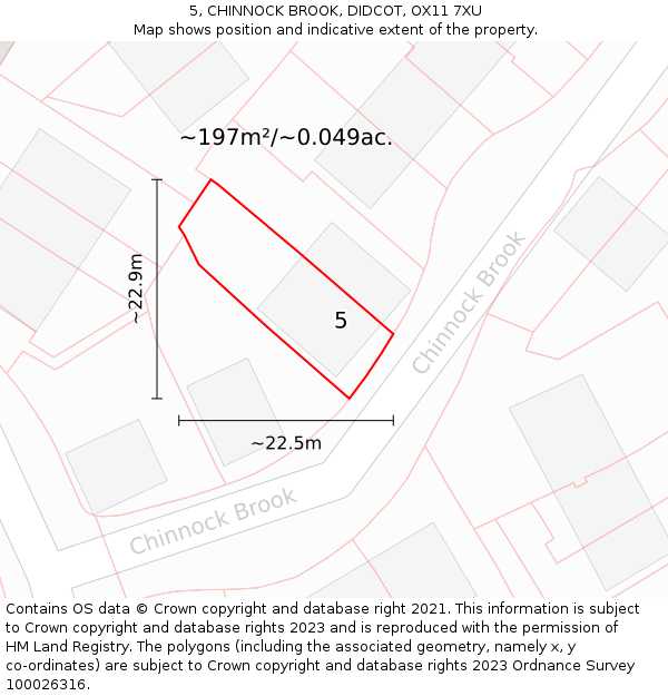 5, CHINNOCK BROOK, DIDCOT, OX11 7XU: Plot and title map