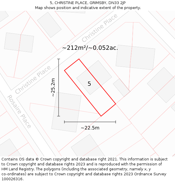 5, CHRISTINE PLACE, GRIMSBY, DN33 2JP: Plot and title map