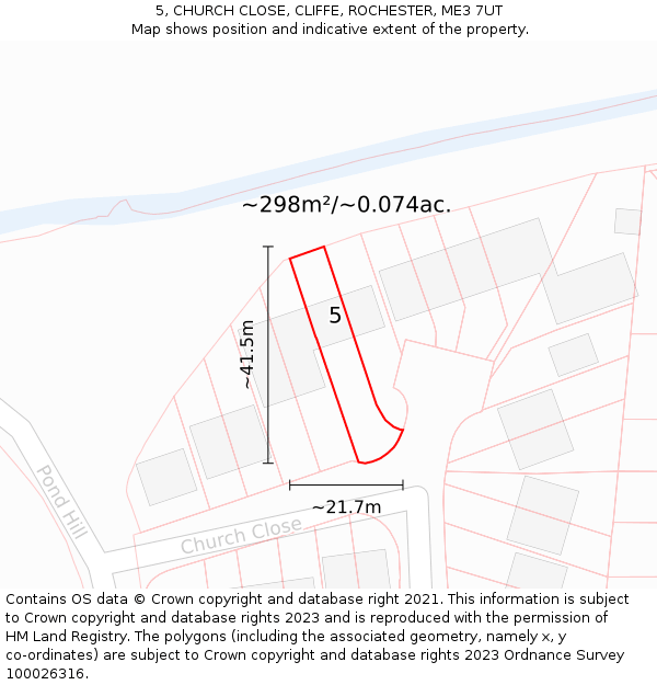 5, CHURCH CLOSE, CLIFFE, ROCHESTER, ME3 7UT: Plot and title map