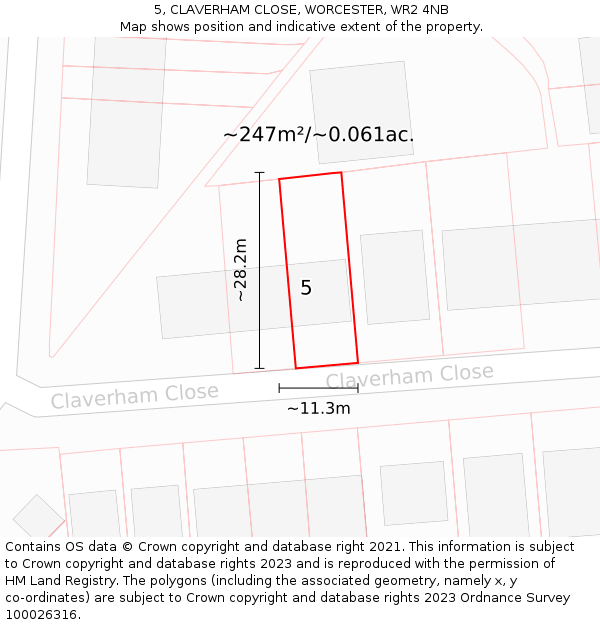 5, CLAVERHAM CLOSE, WORCESTER, WR2 4NB: Plot and title map