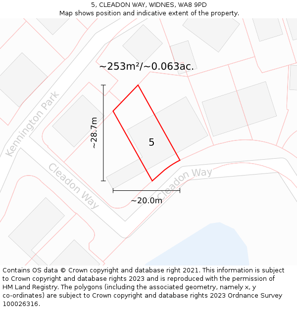 5, CLEADON WAY, WIDNES, WA8 9PD: Plot and title map