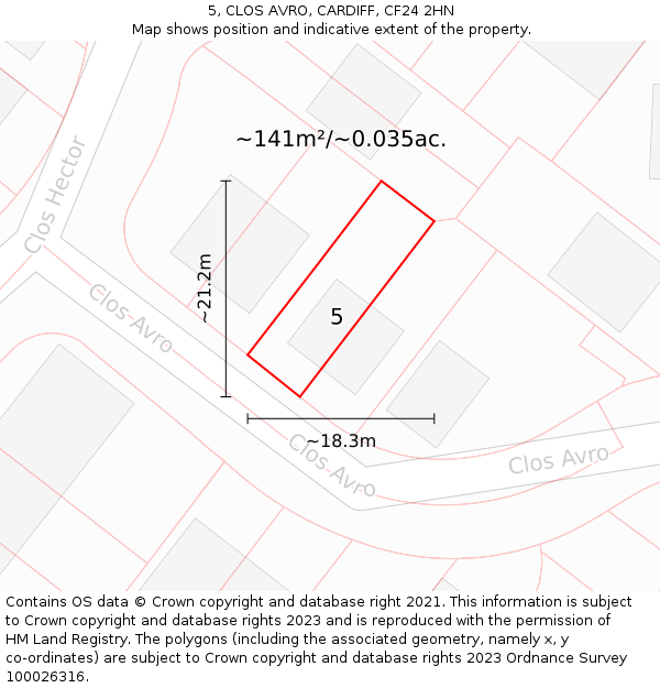 5, CLOS AVRO, CARDIFF, CF24 2HN: Plot and title map