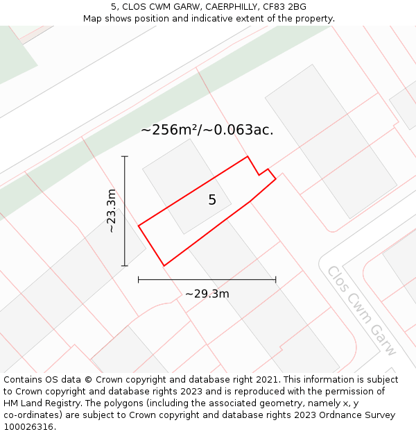 5, CLOS CWM GARW, CAERPHILLY, CF83 2BG: Plot and title map