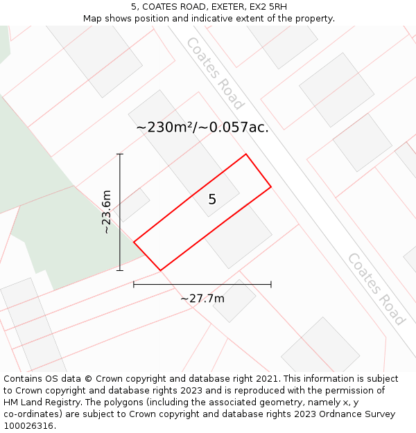 5, COATES ROAD, EXETER, EX2 5RH: Plot and title map