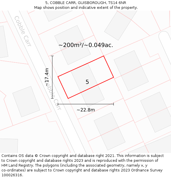 5, COBBLE CARR, GUISBOROUGH, TS14 6NR: Plot and title map