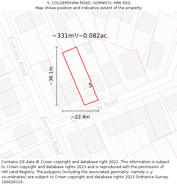 5, COLDERSHAW ROAD, NORWICH, NR6 6SQ: Plot and title map
