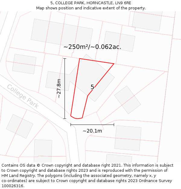 5, COLLEGE PARK, HORNCASTLE, LN9 6RE: Plot and title map