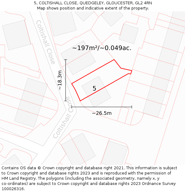 5, COLTISHALL CLOSE, QUEDGELEY, GLOUCESTER, GL2 4RN: Plot and title map