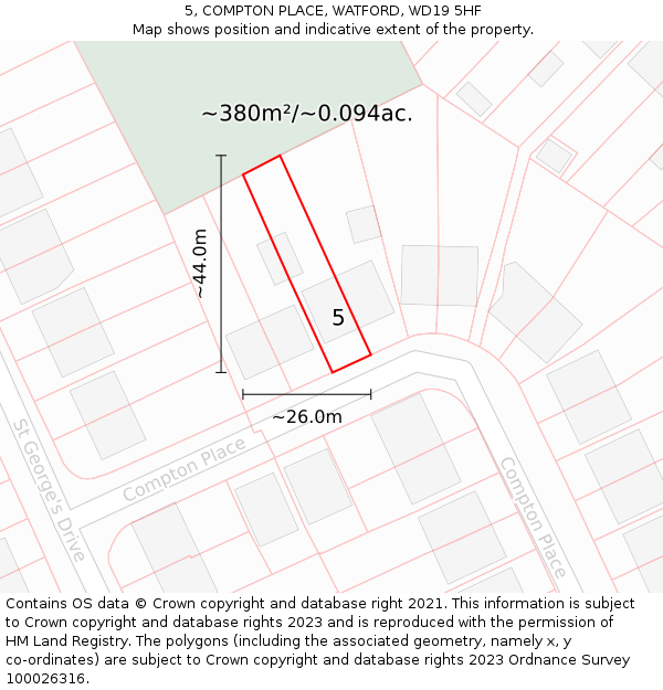 5, COMPTON PLACE, WATFORD, WD19 5HF: Plot and title map