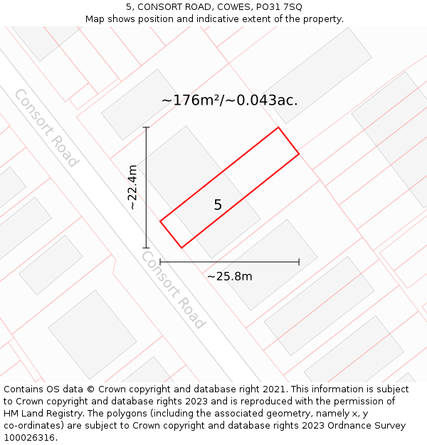 5, CONSORT ROAD, COWES, PO31 7SQ: Plot and title map
