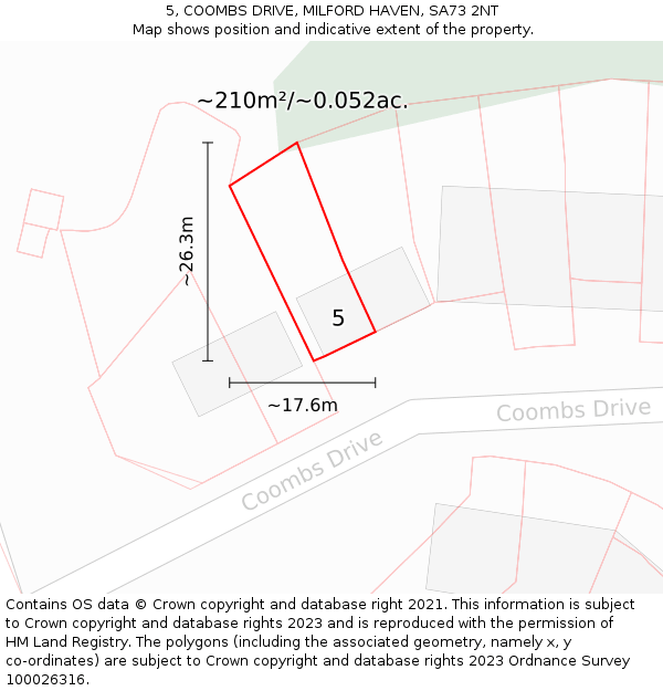 5, COOMBS DRIVE, MILFORD HAVEN, SA73 2NT: Plot and title map