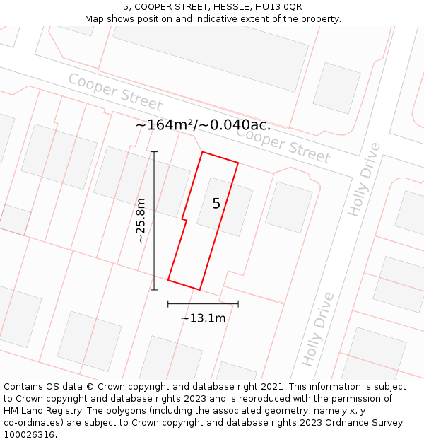 5, COOPER STREET, HESSLE, HU13 0QR: Plot and title map