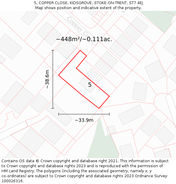 5, COPPER CLOSE, KIDSGROVE, STOKE-ON-TRENT, ST7 4EJ: Plot and title map