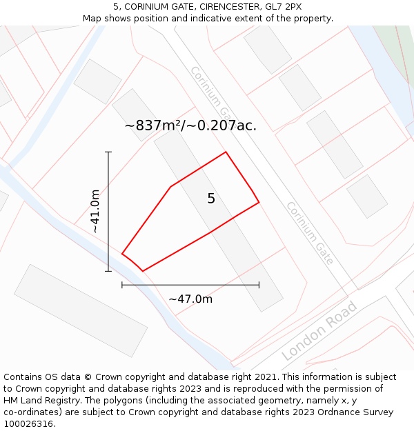 5, CORINIUM GATE, CIRENCESTER, GL7 2PX: Plot and title map