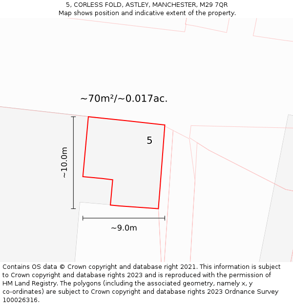 5, CORLESS FOLD, ASTLEY, MANCHESTER, M29 7QR: Plot and title map
