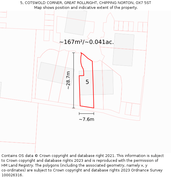 5, COTSWOLD CORNER, GREAT ROLLRIGHT, CHIPPING NORTON, OX7 5ST: Plot and title map