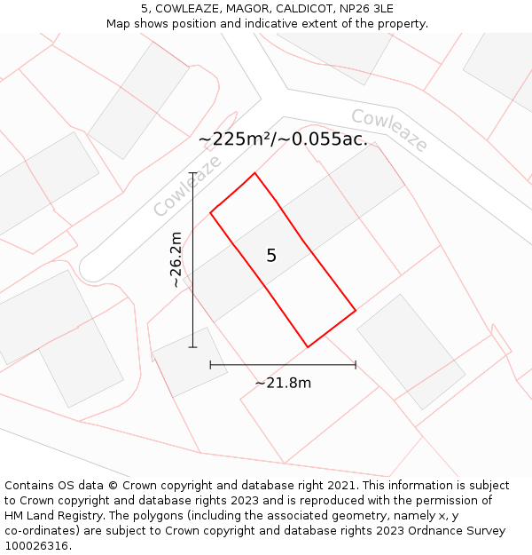 5, COWLEAZE, MAGOR, CALDICOT, NP26 3LE: Plot and title map