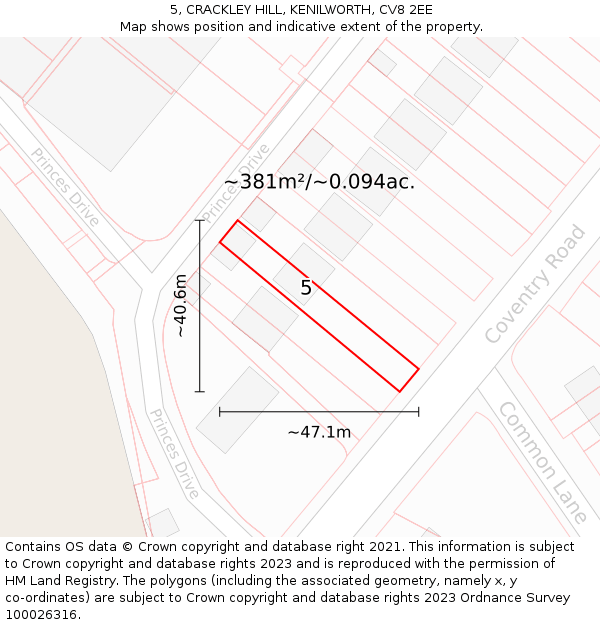 5, CRACKLEY HILL, KENILWORTH, CV8 2EE: Plot and title map