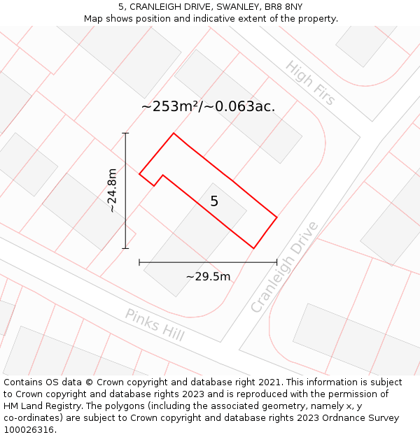 5, CRANLEIGH DRIVE, SWANLEY, BR8 8NY: Plot and title map